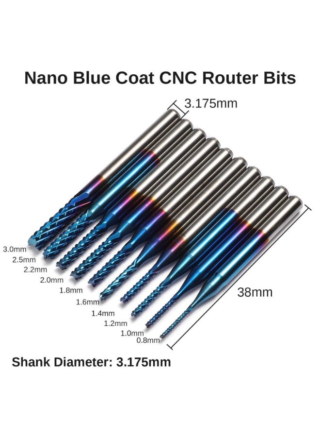 LAMAY 40PCS End Mills CNC Router Bits, 1/8" Shank CNC Cutter Milling Carving Bit Set Including 2-Flute Flat Nose & Ball Nose, Nano Blue Coat & Titanium Coat, MC40A - Image 4